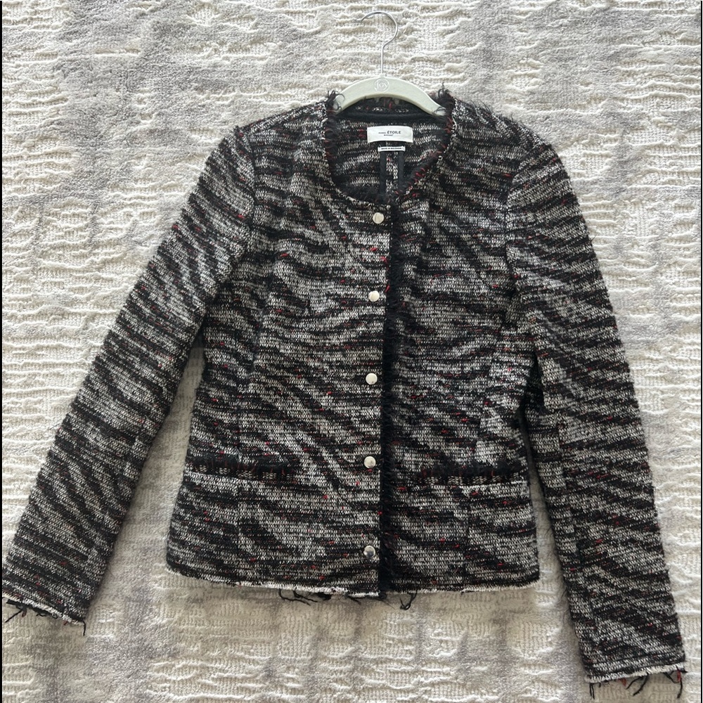 Isabel Marant Lycia Zebra Tweed Button Down Jacket - Size 36